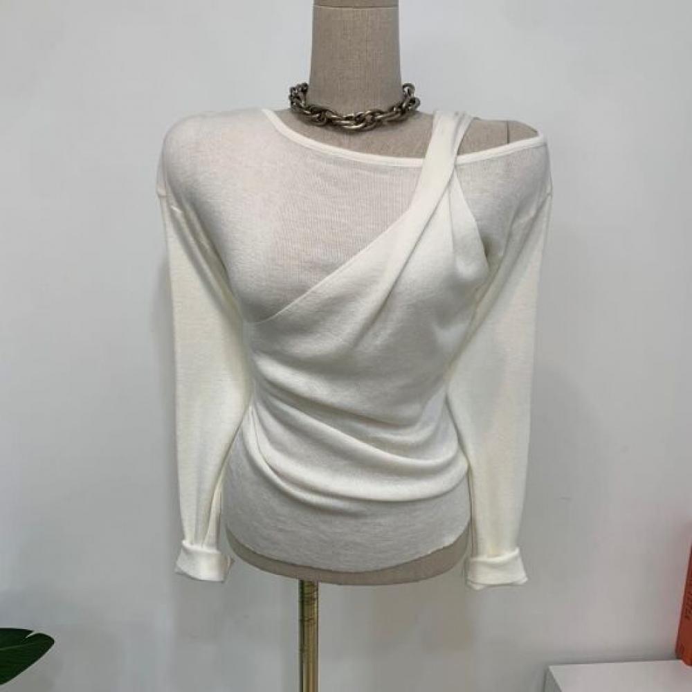 C S In The Room Zoe Wool twiSt baSiC plaIn Wide neCk Long Sleeve Knit 4Color C
