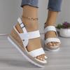 Модные белые плетеные босоножки на танкетке Женские Летние 2025 Легкие Нескользящие Пляжные Туфли Женские Модные Ремешок с Пряжкой Платформа Sandalias De Mujer