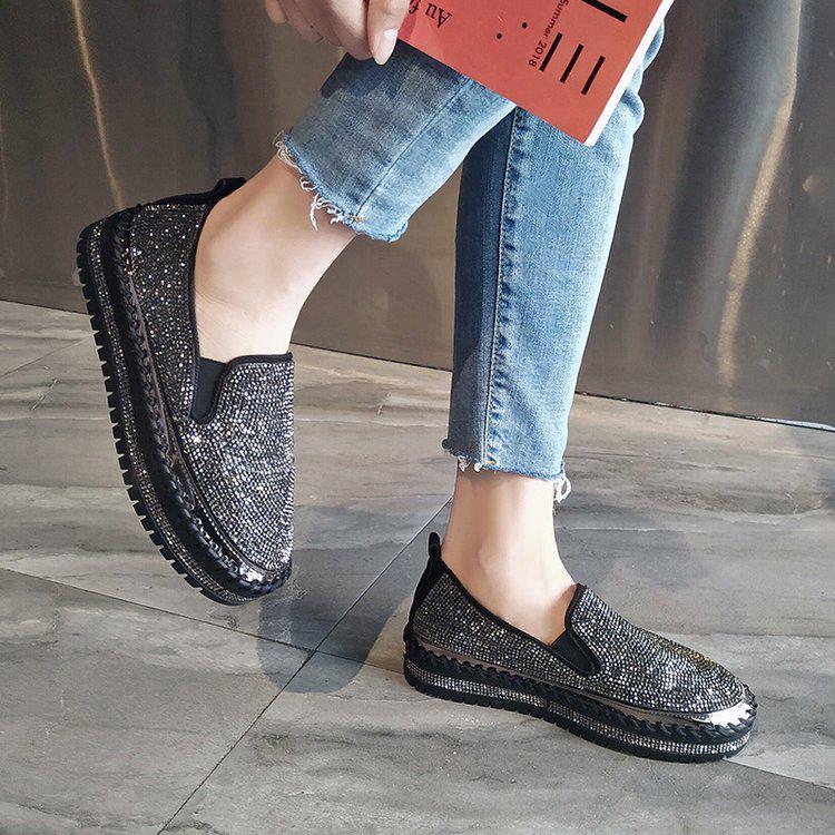 Fashion Women Flats Crystal Ladies Glitter Bling Loafers Flat Platform Fashion Woman Spring Casual Moccasins Female Shoes 2025