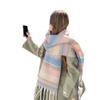 Korean Style Striped Imitation Cashmere Winter Scarf for Women - Thickened Plush Warmth