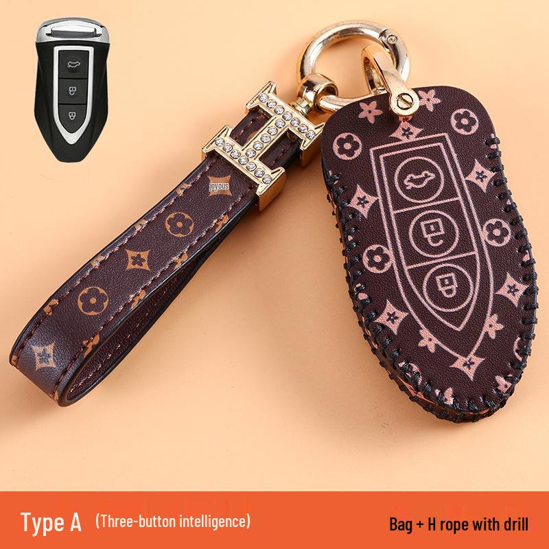 Women's High-End Cheetah CS10/CS9 Car Key Case - Classic Old Flower Design