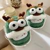 Модные женские новые милые рождественские тапочки из хлопка с лосем, зимние модные комнатные нескользящие пушистые тапочки для женщин, теплые, мягкие, с толстой подошвой, с мехом