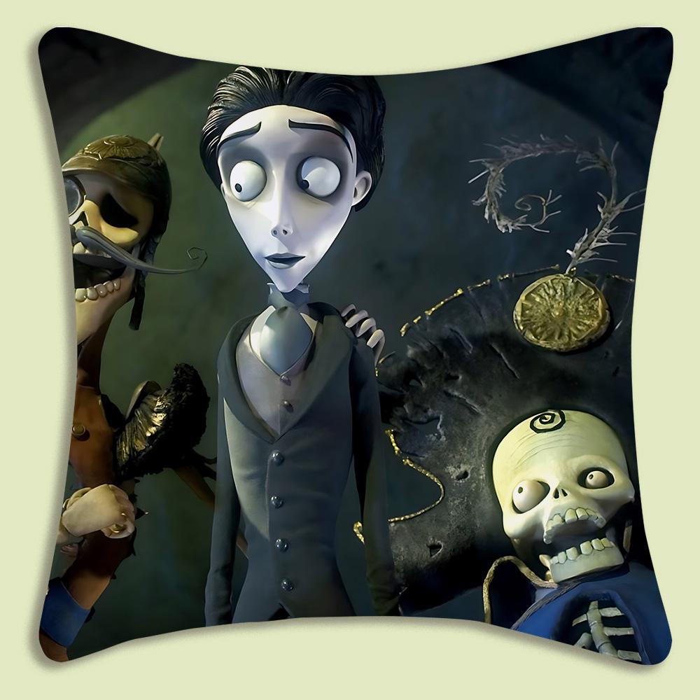 C-Corpse Bride Cartoon Anime Pillow Covers Cartoon Sofa Decorative Home Double-Sided Printing Short Plush Cute Cushion Cover