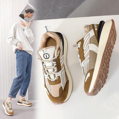 Кроссовки женские с флисовой подкладкой осень-зима новые женские туфли на платформе универсальные повседневные туфли для женщин