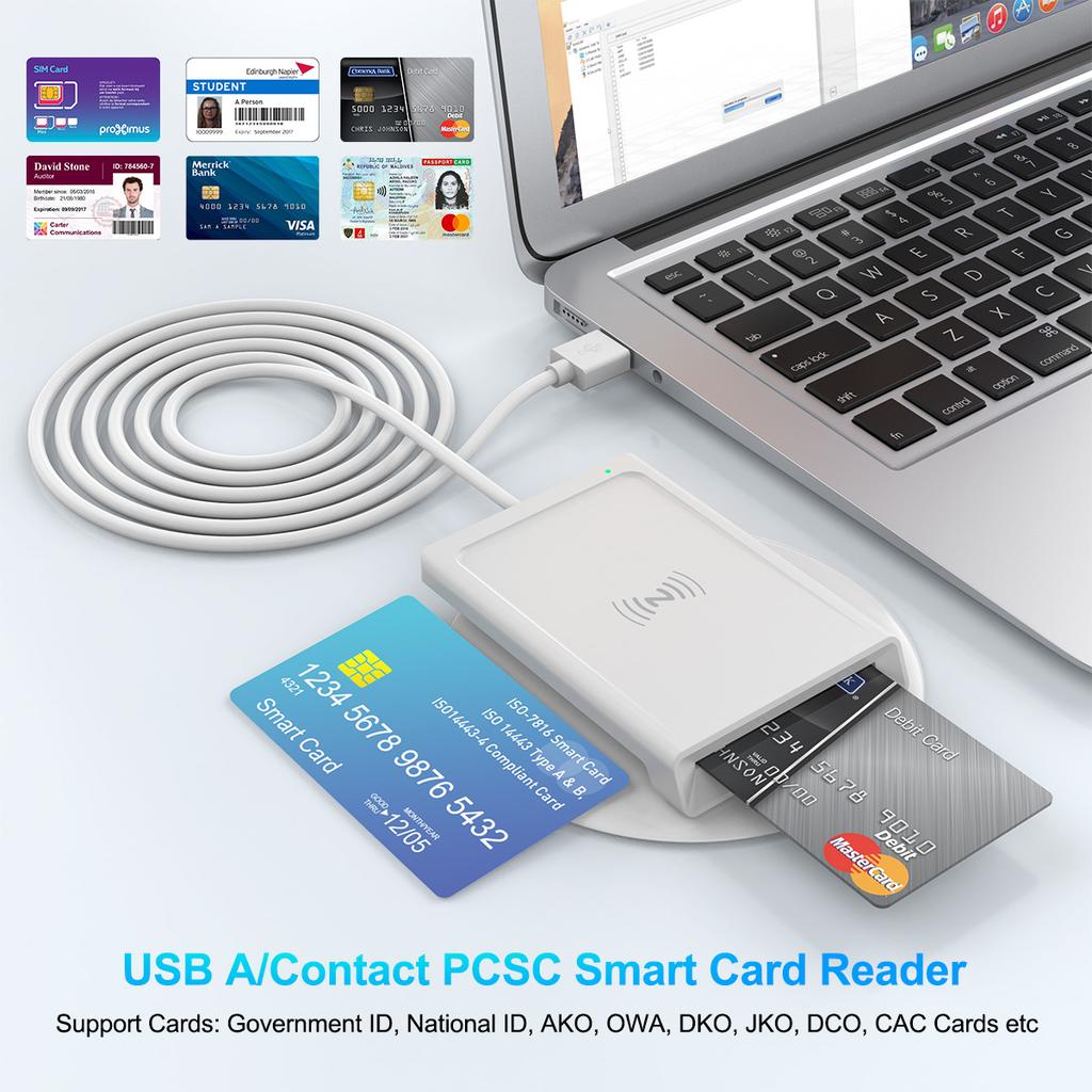 Бесконтактный NFC 2-в-1 Универсальный считыватель смарт-карт Внешняя установка IC/ID-карт Банковские карты Подача налоговой декларации Интерфейс USB 2.0