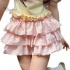 Женские шорты Многослойные рюши в стиле пэчворк с эластичной резинкой на талии Мягкие однотонные пляжные трусы-бикини Прикрытие Шорты для музыкального фестиваля