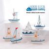Solid Wood Sailboat Ornaments: Mediterranean Table Decorations & Creative Photography Props