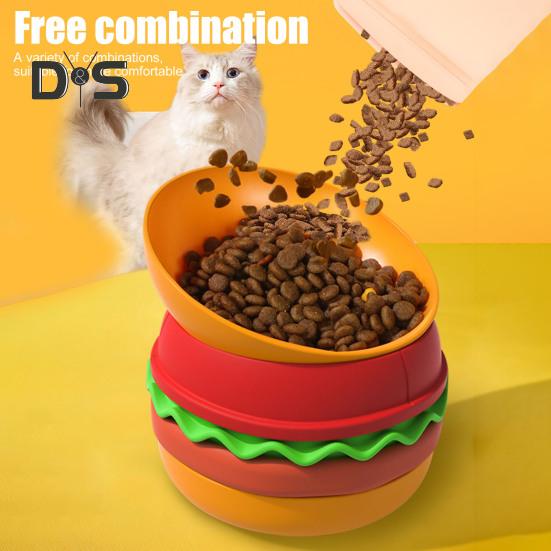 Миска для домашних животных в форме гамбургера, набор из 5 мисок для кормления домашних животных, набор столовых приборов ручной работы для кошек и собак