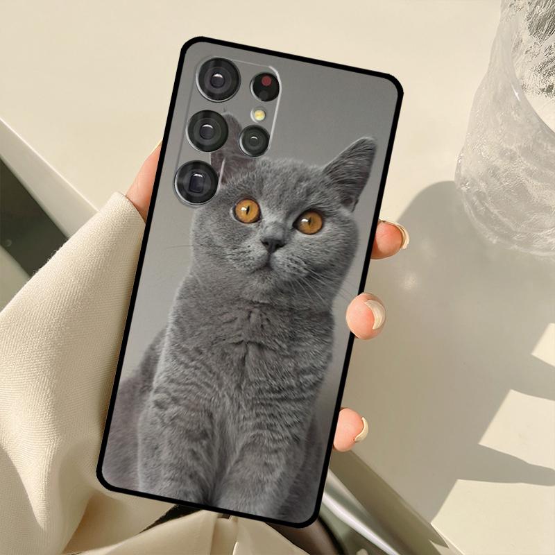 Чехол для телефона Samsung Galaxy с изображением британской короткошерстной кошки S24 Ultra S21 S22 S23 S25 Ultra S9 S10 Plus S20 FE S25 FE Задняя крышка