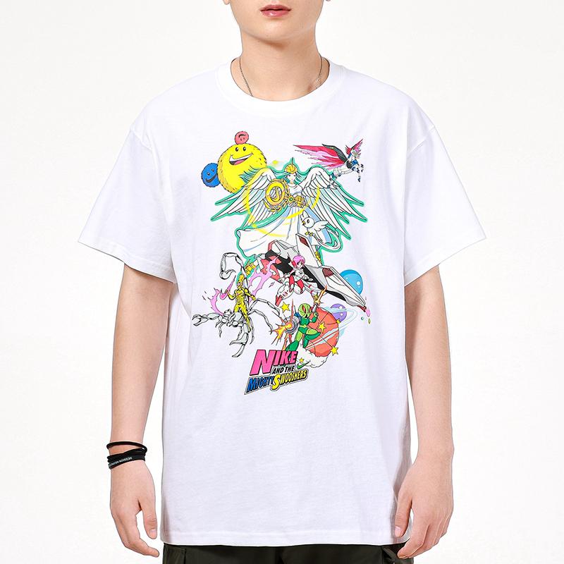 Nike Спортивная беговая повседневная футболка с круглым вырезом с принтом, мужские топы, белые DM7917-100