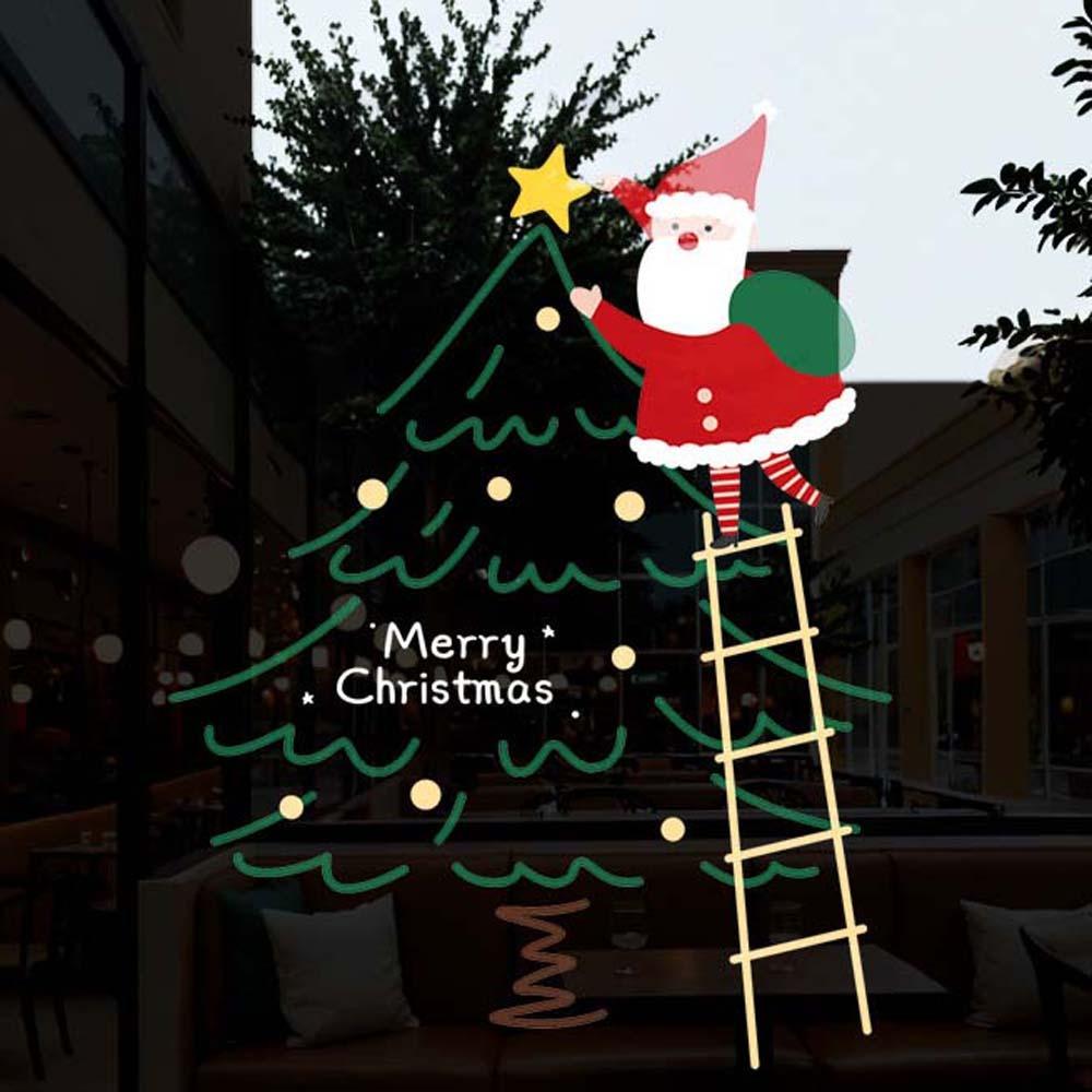 Красочные наклейки Санта-Клауса Противоударные Наклейки на стекло для рождественской елки Электростатическая пленка Прозрачные Портативные ПВХ Фестивальные наклейки