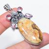 Natural Fossil Coral, Kunzite 925 Sterling Silver Jewelry Pendant 2.60" R0s48