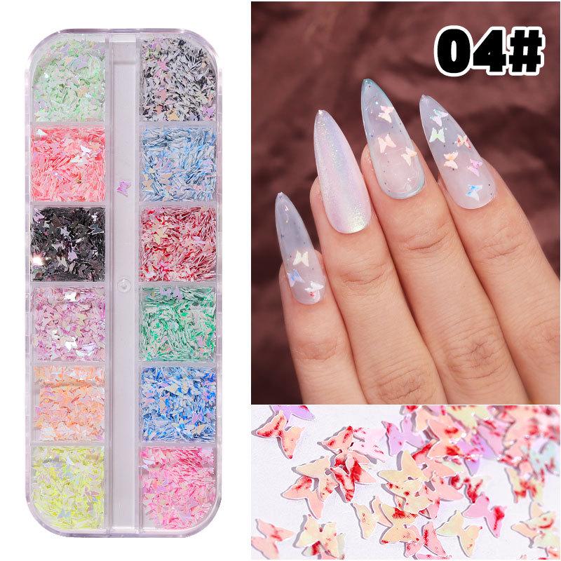12-Color Mixed Nail Art Sequins, Laser Symphony Star Butterfly Fluorescent Diy Nail Art Decorative Sequins