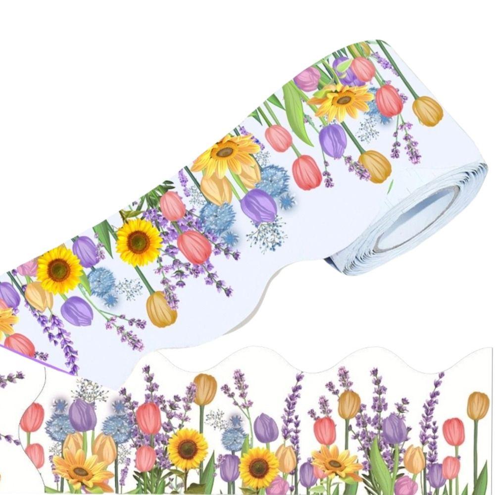 Креативная Бордюрная Бумага Меловая Доска Тюльпаны Бордюрная Бумага Подсолнухи Наклейка Декоративная Лента 7,5 см Ручная Работа Поделки