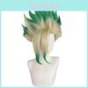 Dr Stone Ishigami Senkuu Cosplay Wig With Green Gradient Short Hair For Character Role Play