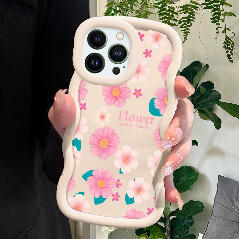 Чехол для телефона с милым цветочным узором для iPhone 11 12 13 14 15 Pro Max 6 6S 7 8 Plus Xs Wave Edge, противоударный защитный резиновый чехол