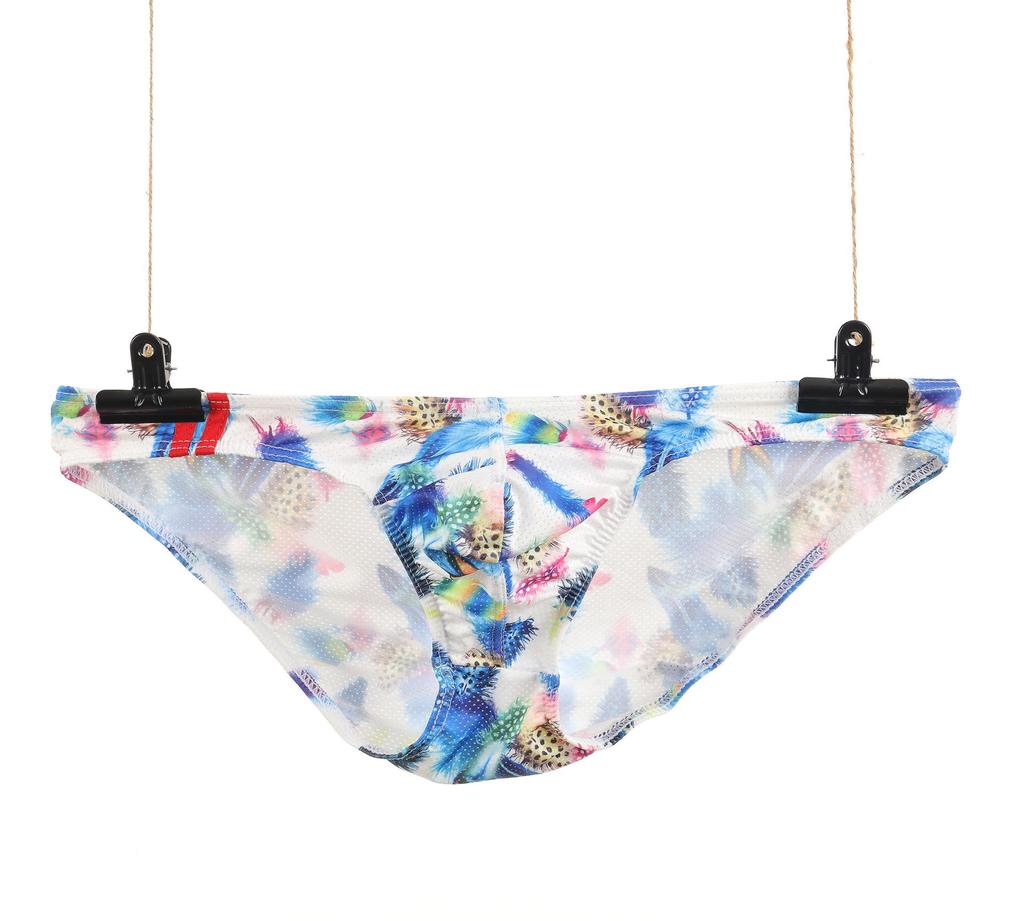 Мужские трусы-слипы из сетки с мультяшным принтом с низкой посадкой - Летний молодежный стиль E-073