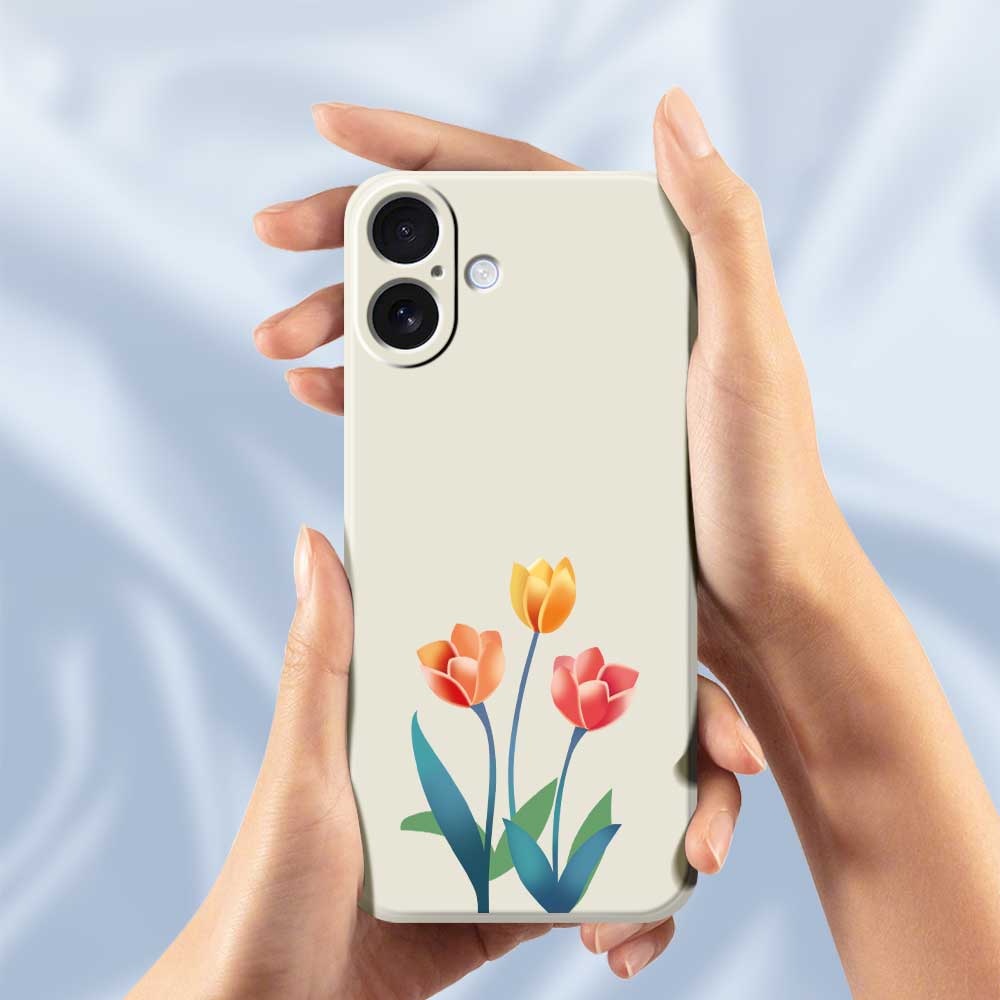 For iPhone 17 Case Three Flowers Pattern Printing Straight Edge TPU Phone Back Cover