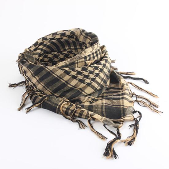 Unisex Scarf Cotton Shawl with Tassels Plaid Pattern Keffiyeh Scarf for Winter Work Street Wear