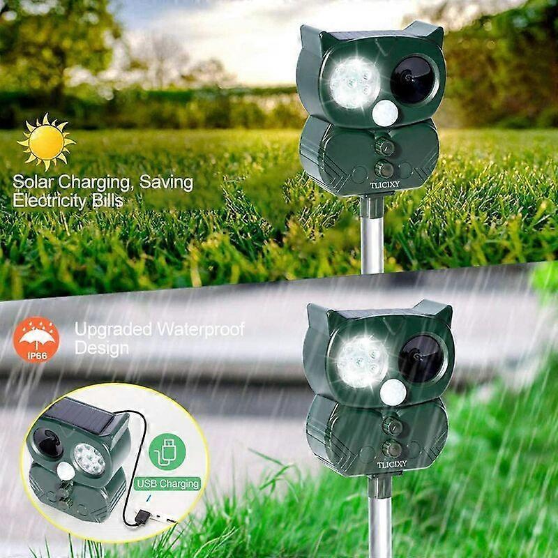Outdoor Solar Ultrasonic Cat Repeller Animal Repeller Adjustable Frequency Ultrasonic Sound Repeller Waterproof Prevent Dogs Cats Fox Squirrels Mice f