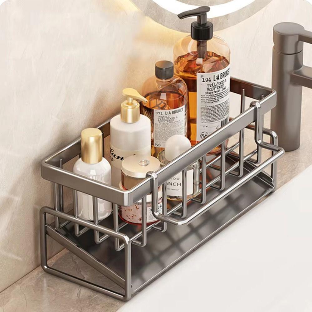 Stainless Steel Metal Sponge Holder Space-Saving Sink Organizer Countertop