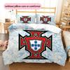 Portugal football Pattern Bedding Home Decoration Birthday Gift (1 * duvet cover + 2 * pillowcase, without core),fan merchandise.