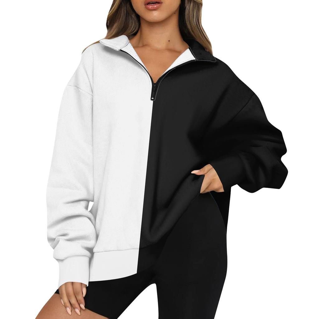 Женская модная толстовка с длинным рукавом и принтом в полоску с отворотом на молнии