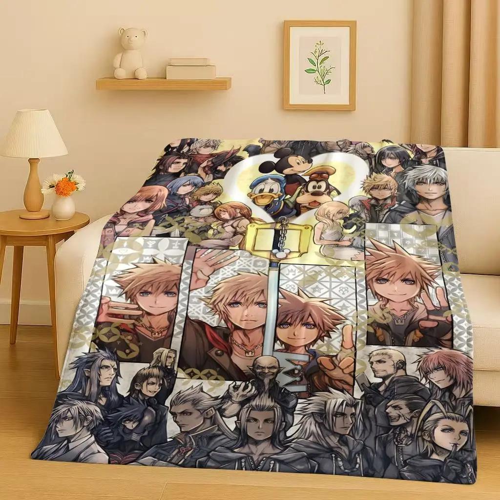 3D Kingdom Hearts Cartoon Game Mickey Flannel Blanket,Soft Plush Throw for Home Bedroom Bed Sofa Cover Christmas Gift