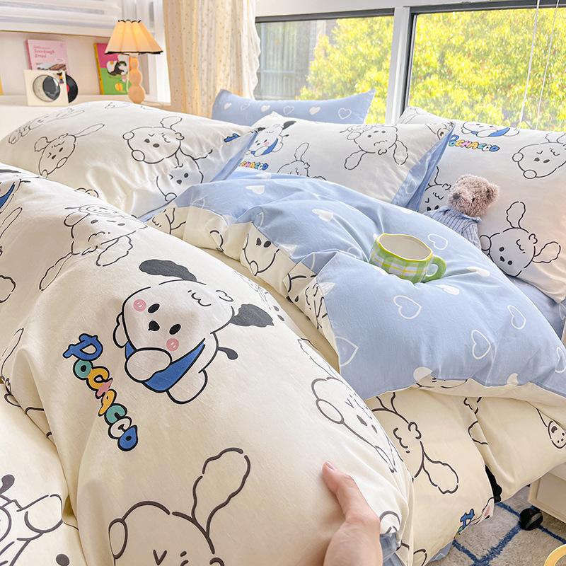 Комплект постельного белья из четырех предметов, пододеяльник из чистого хлопка с цветочным рисунком, простыня для спальни из трех предметов