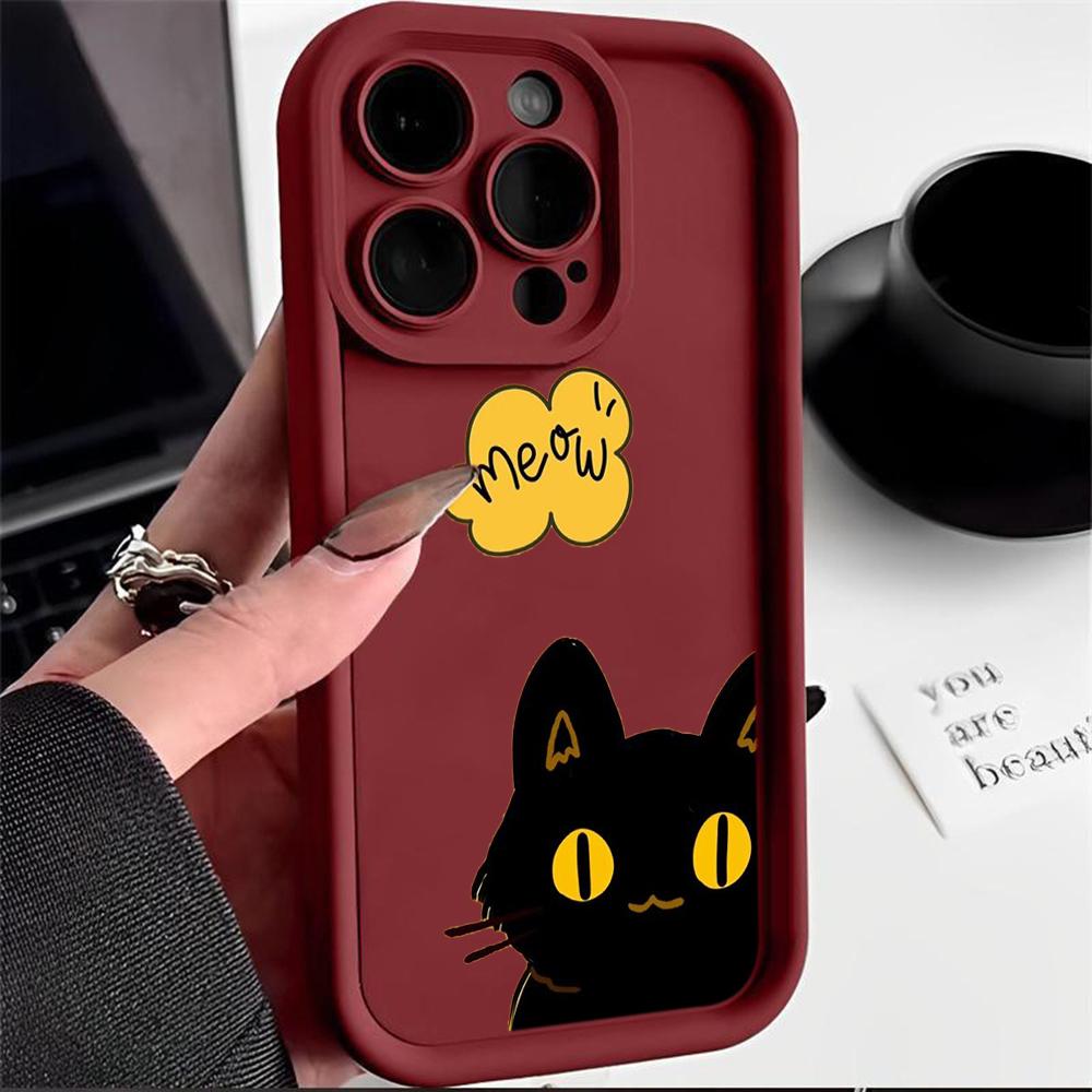 LZ9 мультяшный кот милый художественный дизайн силиконовый чехол для телефона iPhone 11 13 14 15 16 Pro Max 7 8 16 Plus 12 mini XS Max XR противоударный задний чехол
