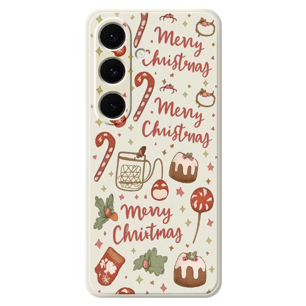 For Samsung Galaxy S25+ Case Merry Christmas Pattern Printing Straight Edge TPU Phone Back Cover