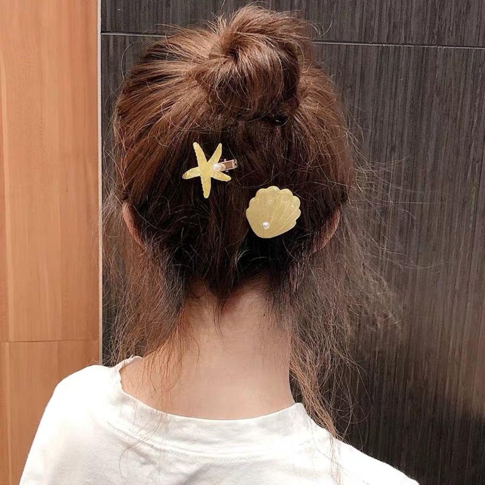 Artificial Starfish Seashell Hair Clips Sweet Hair Pins Mermaid Accessories Bang Clip  Beach
