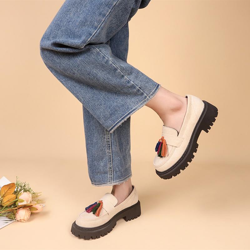 Женская обувь Новые женские туфли в британском стиле на толстой подошве Офисные женские легкие повседневные дизайнерские туфли Лоферы