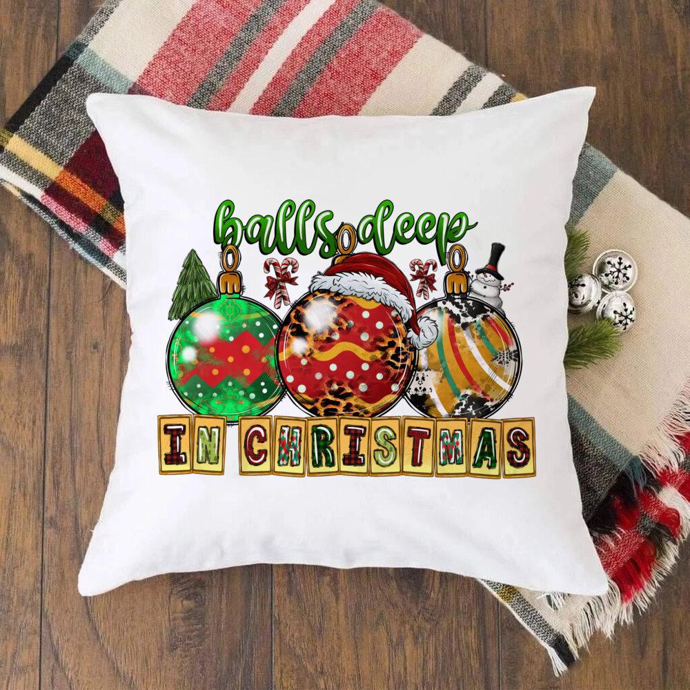 Christmas Crew Deer Print Pillow Case Winter Party Decor Home Cushion Cover Fall Holiday Pillowcase Xmas Gift for Family Friends
