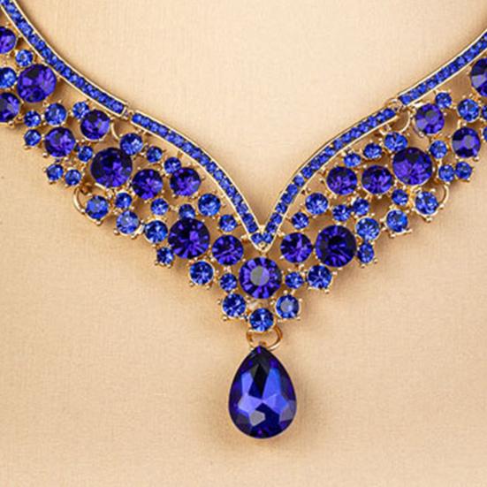 1 компл. свадебные серьги, ожерелье, капли воды, стразы, ювелирные изделия, геометрический регулируемый комплект ювелирных изделий для свадьбы