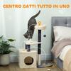 Cat Scratching Tree 92 cm Tall with House, Bed, Sisal Posts and Ball, Cream White