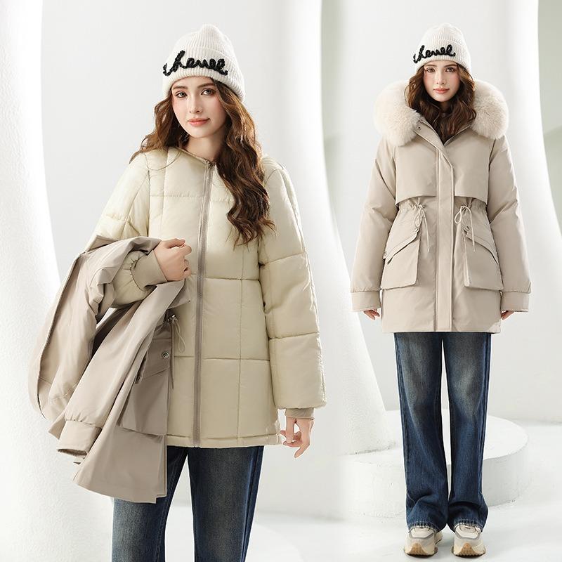 Одно платье три варианта носки живой съемный пирог преодолеть женскую новую термохлопковую одежду хлопковое пальто новый пирог преодолеть