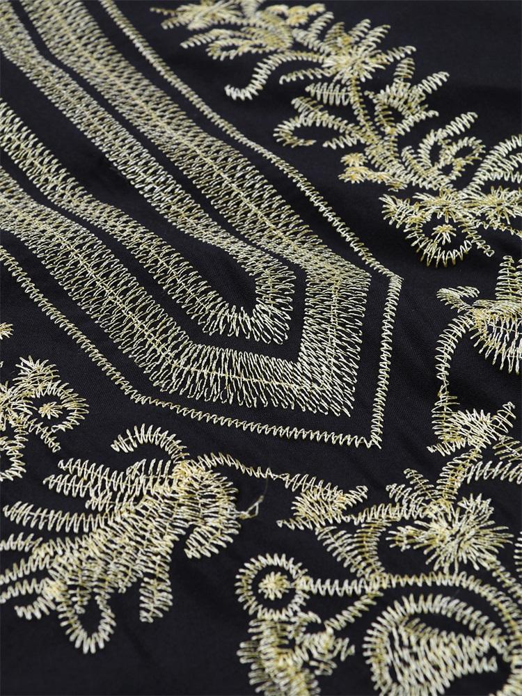 EDOLYNSA 2024 Women's Elegant Premium Gold Thread Embroidery Plus Size Kaftan Dress Summer Sexy Deep V Neck Short Sleeve Beachwear Swimwear Coverups