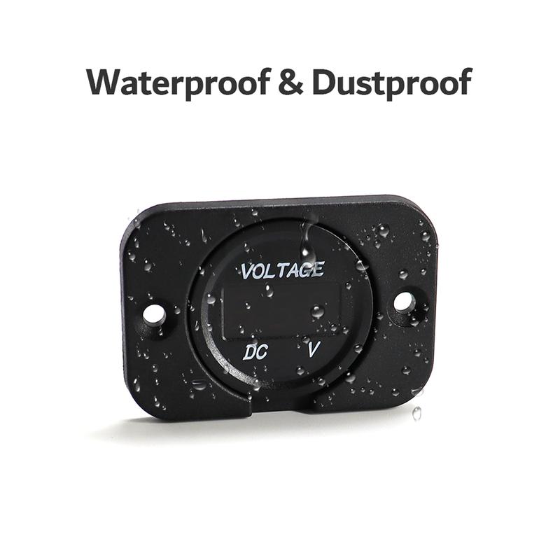 Digital Voltage Meter DC 12-24V Waterproof Round Meter Car Voltmeter with LED Digital Display Panel for Car Motorcycle Boat RV