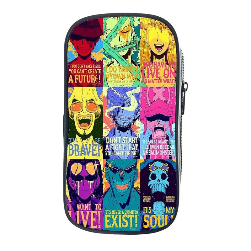 Цельная сумка-карандаш Зоро Луффи Чоппер Эйс, школьные чехлы для юридических школ, кавайная сумка-держатель для канцелярских принадлежностей, чехол для ручек, школьные принадлежности для студентов