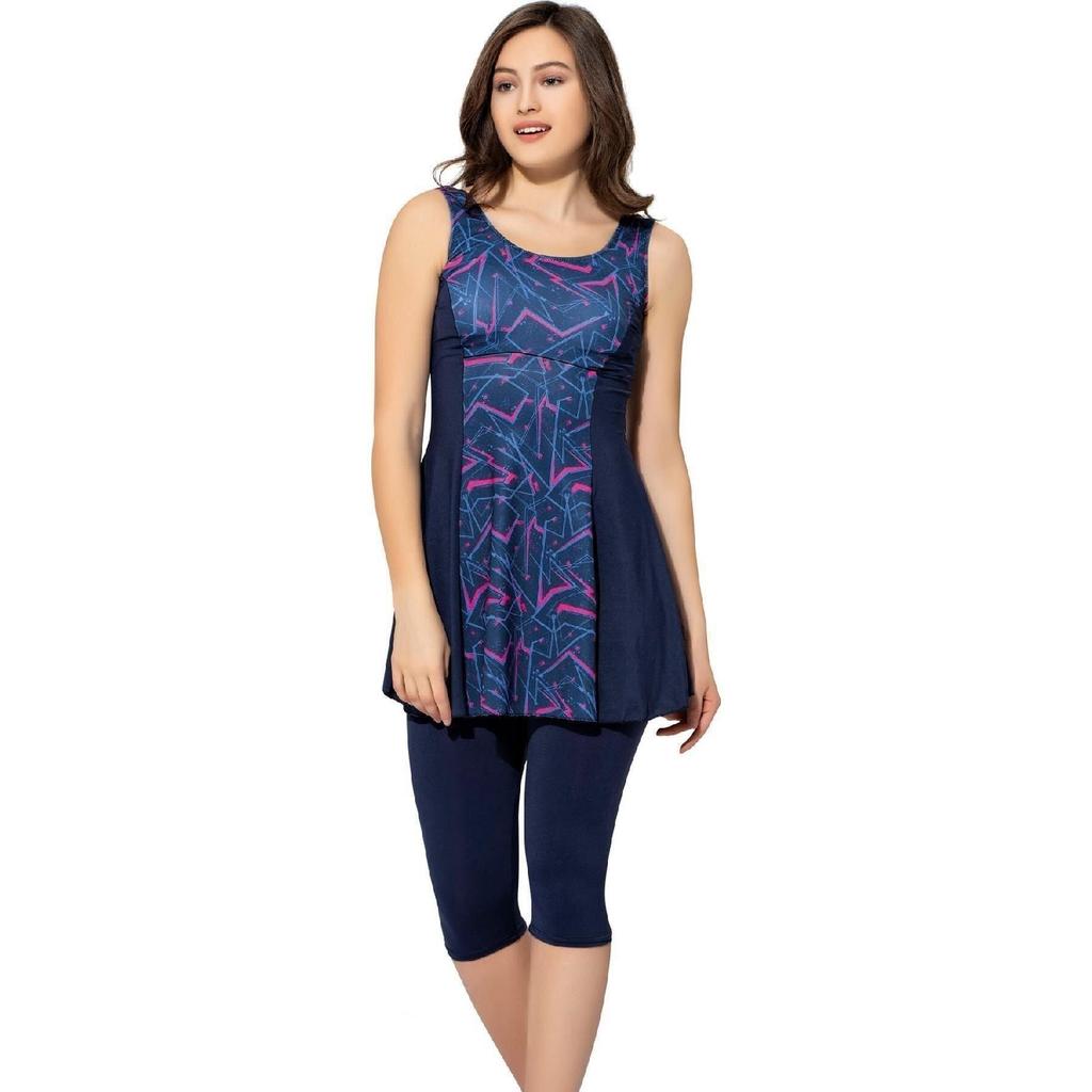 Женский купальник-колготки с рисунком 6515 Черный с узором больших размеров