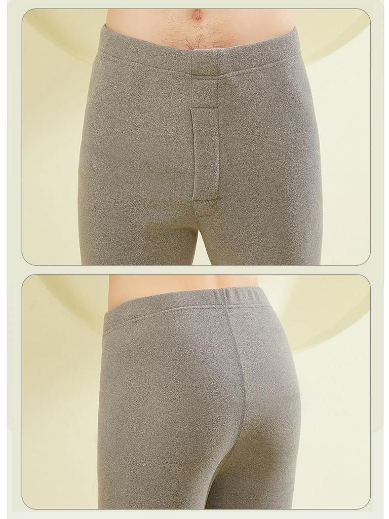 Мужской бесшовный костюм Cationic Plus Velvet из толстого теплого бархата: Топ с высоким воротником и осенние брюки из овчины