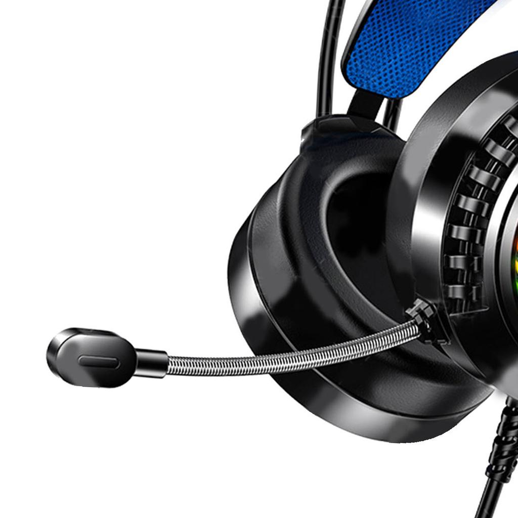 Проводная компьютерная гарнитура 7.1-канальный звук Регулируемое оголовье Мягкие амбушюры Двойной 3,5 мм и USB RGB Компьютерная игровая