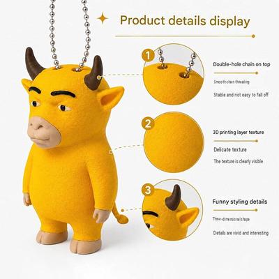 Забавная подвеска-брелок Корова 3D-печатная фигурка Быка Мультяшный причудливый брелок для сумки Вешалка для рюкзака Настольное украшение Подарок-мем На заказ