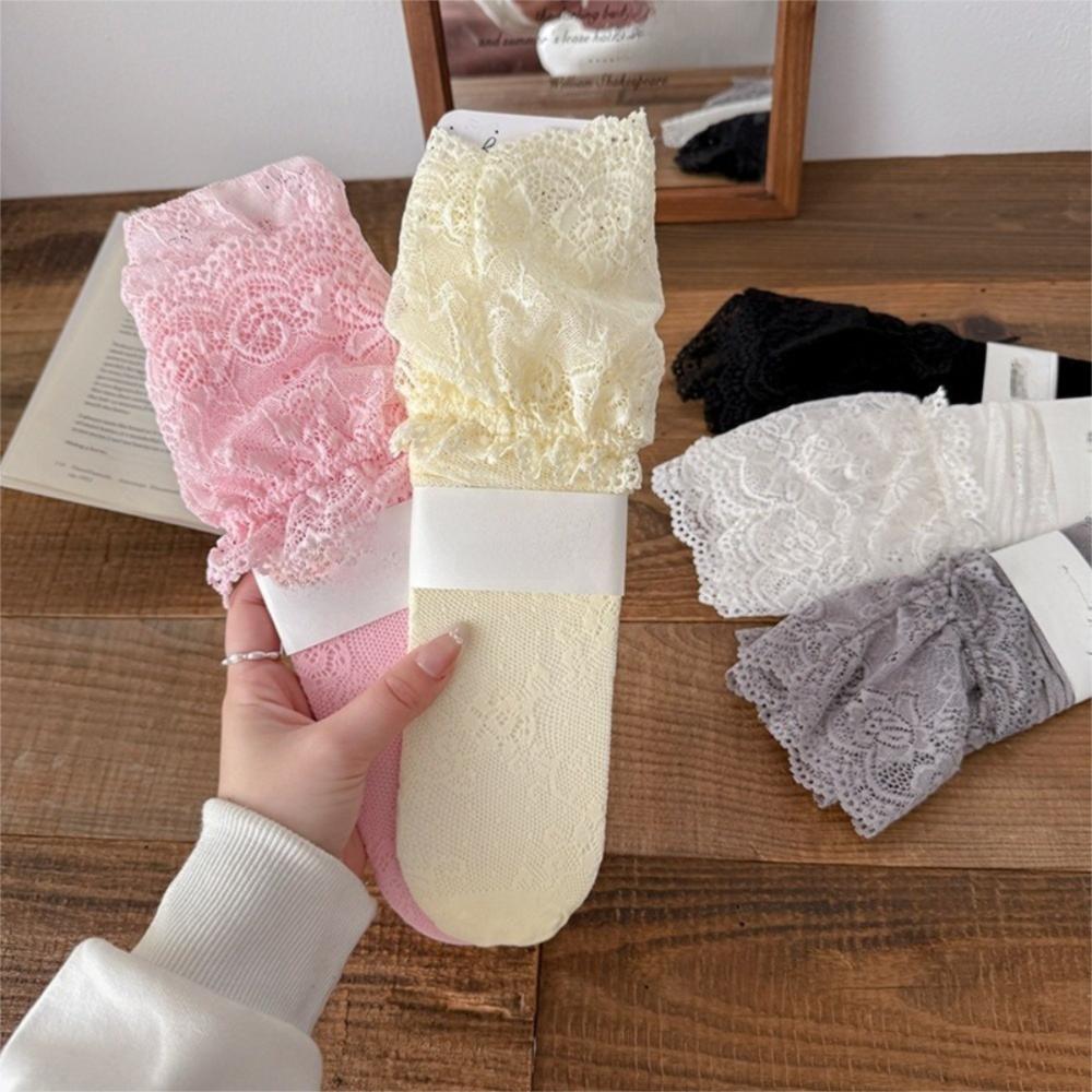 Y2K Over The Knee Stockings Floral Lace Fishnet Stockings Sweet Thigh High Stockings  Lolita Style