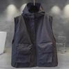 Men's Trendy Korean-Style Hooded Zipper Vest Jacket with Pockets - Solid Color, Loose Fit, Perfect for Spring and Autumn.