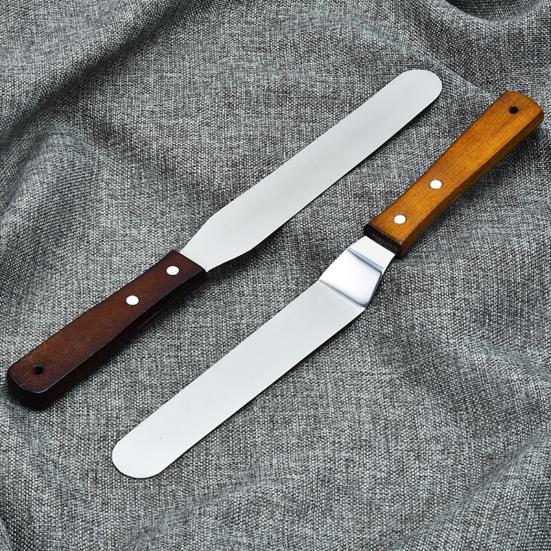 Лопатка для торта, кондитерские инструменты с деревянной ручкой, скребок из нержавеющей стали для кексов, мастики, для кухни