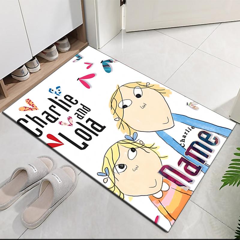 Custom Name Charlie and Lola Printed Carpet, Rug for Office Chair Living Room Bedroom Kitchen Room Decor Gifts.