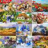 Diamond Painting Flower Vase Rhinestone Kit Diamond Embroidery Full Set Animal Cross Stitch Diamond Mosaic Red Flower Landscape Home Decoration
