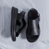 Fashion Men Sandals Summer 2025 New Casual Leather Outdoor Walking Shoes Non-slip Open-toe Platform Sandals Comfy Soft Roman Slides